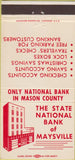 Matchbook Cover - State National Bank Maysville KY Country Club 30 Strike