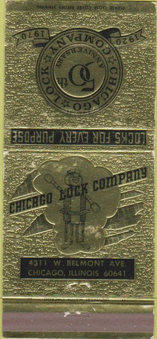 Matchbook Cover - Chicago Lock Company Chicago IL 30 Strike