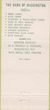 Matchbook Cover - Bank of Washington MO 30 Strike