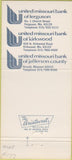 Matchbook Cover - United Missouri Bank Kirkwood Ferguson MO 30 Strike