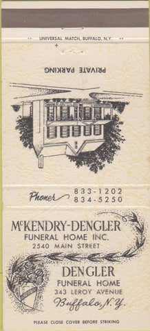 Matchbook Cover - McKendry Dengler Funeral Home Buffalo NY 30 Strike