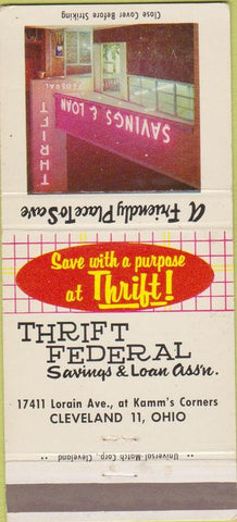 Matchbook Cover - Thrift Federal Savings Loan Cleveland OH 30 Strike
