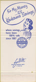 Matchbook Cover - Kaukauna Savings Loan WI 30 Strike