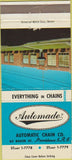 Matchbook Cover - Automade Automatic Chain Providence RI 30 Strike