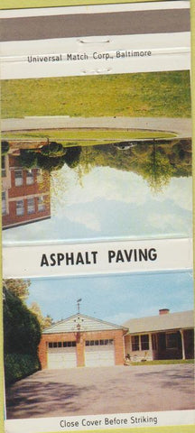 Matchbook Cover - Adams Construction Paving Radford Roanoke VA  30 Strike