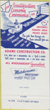 Matchbook Cover - Adams Construction Paving Radford Roanoke VA  30 Strike