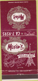 Matchbook Cover - Maxim's Restaurant Houston TX 30 Strike