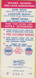 Matchbook Cover - Tacoma WA Savings and Loan 30 Strike