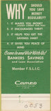 Matchbook Cover - Bankers Savings Loan Galveston TX Pirate 30 Strike