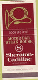Matchbook Cover - Sheraton Hotel Detroit MI Motor Bar Steak House 30 Strike