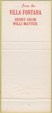 Matchbook Cover - Villa Fontana 30 Strike