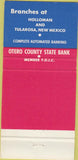 Matchbook Cover - Otero County State Bank Alamogordo NM 30 Strike