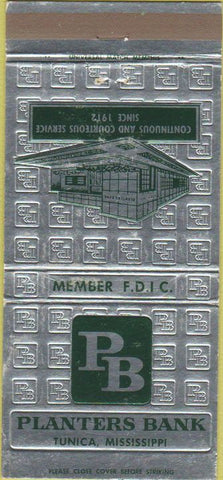 Matchbook Cover - Planters Bank Tunica MS 30 Strike