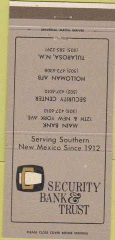 Matchbook Cover - Security Bank Trust Tularsa Holloman Air Force Base 30 Strike