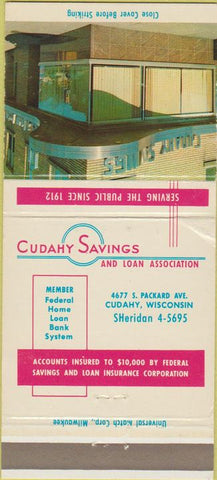 Matchbook Cover - Cudahy Savings Loan Cudahy WI WEAR 30 Strike