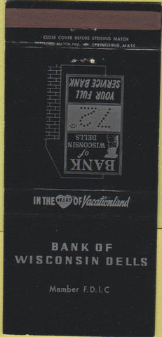 Matchbook Cover - Bank of Wisconsin Dells WI 30 Strike