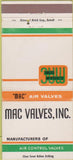 Matchbook Cover - Mac Air Valves Controls 30 Strike