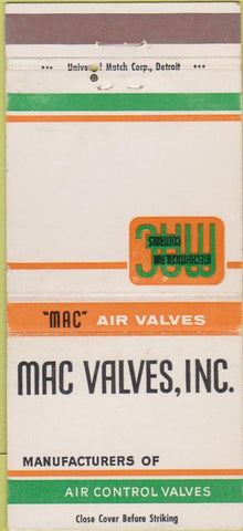 Matchbook Cover - Mac Air Valves Controls 30 Strike
