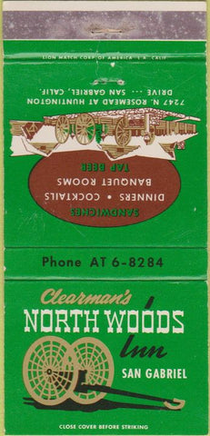 Matchbook Cover - Northern Woods San Gabriel CA WEAR 30 Strike