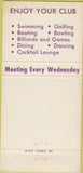 Matchbook Cover - Elks Club Terre Haute IN 30 Strike