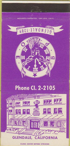 Matchbook Cover - Elks Club Glendale CA 30 Strike