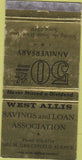 Matchbook Cover - West Allis Savings Loan WI WORN 30 Strike