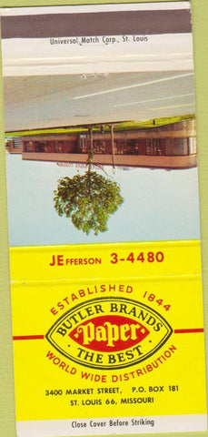 Matchbook Cover - Butler Paper ST Louis MO 30 Strike