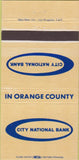 Matchbook Cover - City National Bank Newport Beach CA 30 Strike