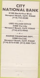 Matchbook Cover - City National Bank Newport Beach CA 30 Strike