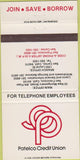 Matchbook Cover - Patelco Credit Union San Francisco CA 30 Strike