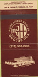 Matchbook Cover - Harbor Hospital Credit Union Torrance CA 30 Strike