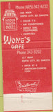 Matchbook Cover - Wong's Cafe Rapid City SD 30 Strike
