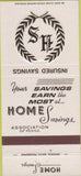 Matchbook Cover - Home Savings Assoc of PA Tamaqua Pottsville  30 Strike