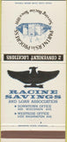 Matchbook Cover - Racine Savings Loan WI 30 Strike