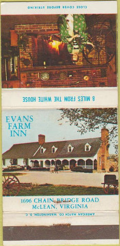 Matchbook Cover - Evans Farm Inn McLean VA WEAR 30 Strike