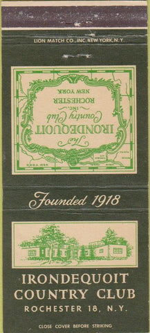 Matchbook Cover - Ironequoit Country Club Rochester NY 30 Strike