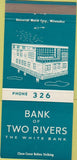 Matchbook Cover - Bank of Two Rivers WI 30 Strike