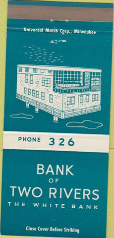 Matchbook Cover - Bank of Two Rivers WI 30 Strike
