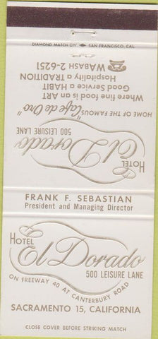 Matchbook Cover - Hotel El Dorado Sacramento CA 30 Strike