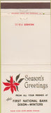 Matchbook Cover - First National Bank Dixon Winters 30 Strike