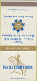 Matchbook Cover - Lee County Bank Florida FL 30 Strike