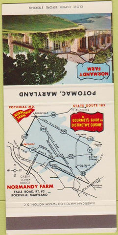 Matchbook Cover - Normandy Farm Potomac MD 30 Strike