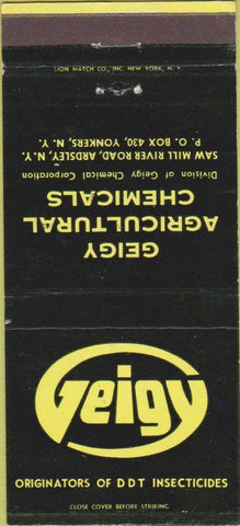 Matchbook Cover - Geigy Agricultural Chemicals Yonkers NY Ardsley 30 Strike