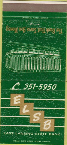 Matchbook Cover - East Lansing State Bank MI 30 Strike