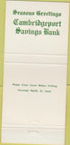 Matchbook Cover - Cambridgeport Savings Bank 30 Strike