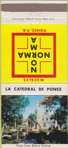 Matchbook Cover - Norma La Cathedral De Ponce Puerto Rico 30 Strike
