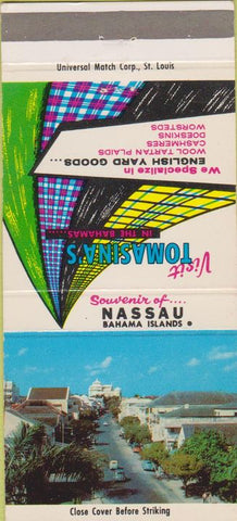 Matchbook Cover - Tomasina's in the Bahamas Nassau Fabric 30 Strike