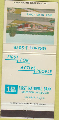 Matchbook Cover - First National Bank Sikeston MO 30 Strike