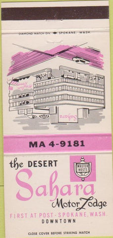 Matchbook Cover - Desert Sahara Motor Lodge Spokane WA 30 Strike