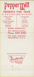 Matchbook Cover - The Pepper Mill Pasadena CA 30 Strike